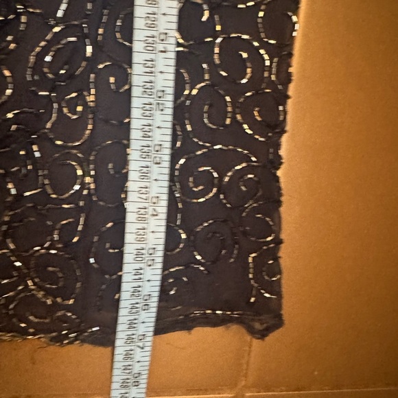 VINTAGE SILK CACHE Sequin 100% Silk Navy Blue Dress SM Formal Slit Floor Length - Picture 13 of 16